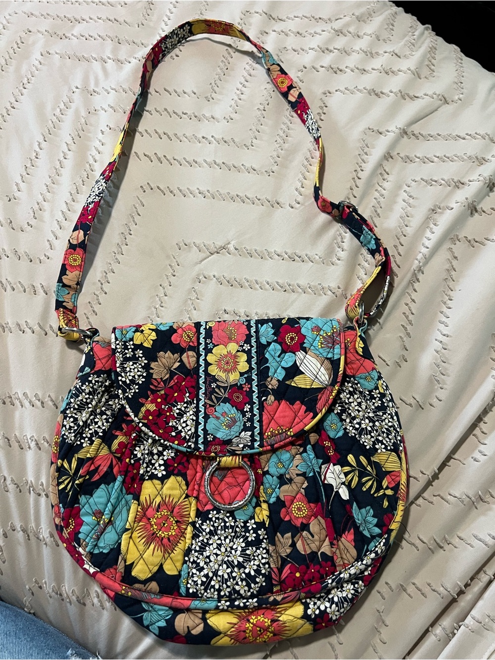Vera Bradley Floral Quilted Crossbody - Black, Yellow, Red, Blue